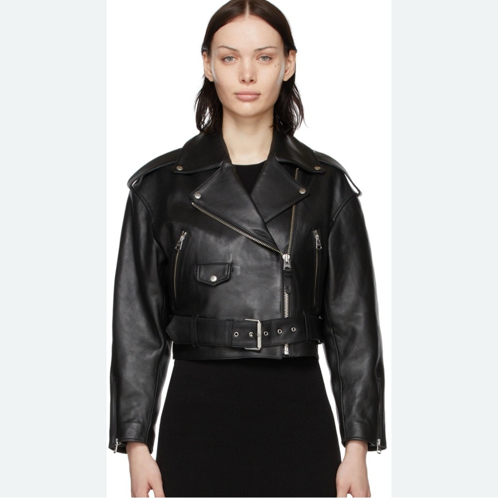 Mackage Xenia Black Cropped Leather Biker Jacket - Mint condition